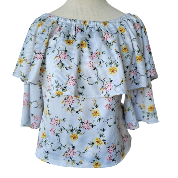 Gimmicks Striped Floral Top Size-Small - Picture 3 of 9